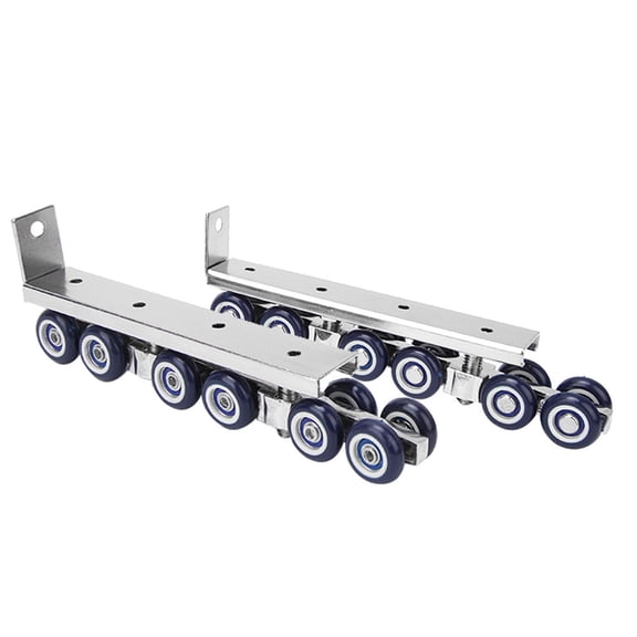 LAZIOEGR 1 Pair 12 Wheels Sliding Door Rollers Hardware Hanging Wheels Silent Rail Wheel Heavy-Duty Zinc Alloy Replacement Parts for Interior Doors, Silver