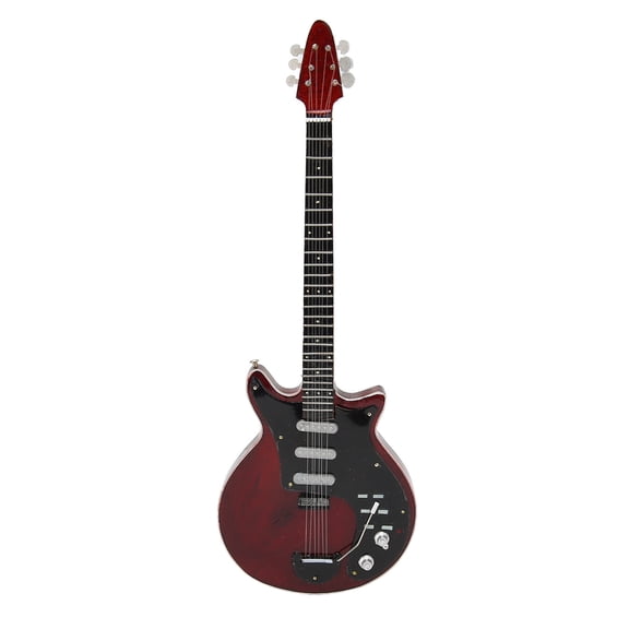 LAZIOEGR 10 Inch / 25.4 cm Reddish Brown Miniature Electric Guitar Replica Figurine with Stand and Storage Case Wooden Musical Instrument Model Decoration
