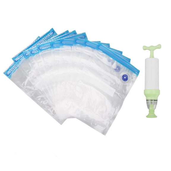 LAZIOEGR 10‑Pack Reusable Vacuum Food Storage Bags, 25x17 cm (9.84x6.69 in), Leak‑Proof PE, Air‑Removal, Eco‑Friendly, Ideal for Snacks & Fresh Produce