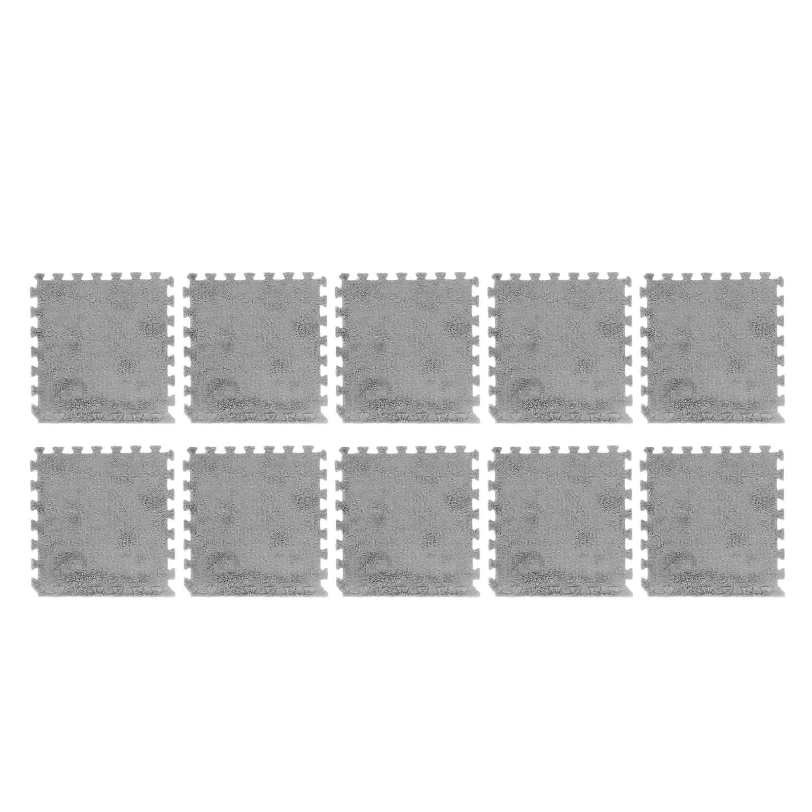 LAZIOEGR 10‑Piece Plush Foam Interlocking Floor Mat, Anti‑Slip, Cut‑Ready, 12.2" x 12.2" Gray, Ideal for Bedrooms, Nurseries & Play Areas
