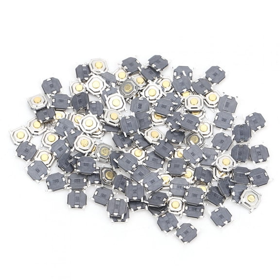 LAZIOEGR 100Pcs Tactile Push Button Switch Plastic Light Touching Patch SMD 4 x 4 x 1.5mm / 0.16 x 0.16 x 0.06 inches Premium Momentary Micro Switches for Electronic DIY Projects