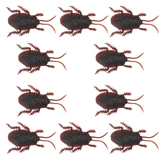 LAZIOEGR 10pcs Simulation Cockroach Models - Realistic Fake Roach Prank Props for Halloween Party & Gag Tricky Toys (2.8 x 1.3 in)