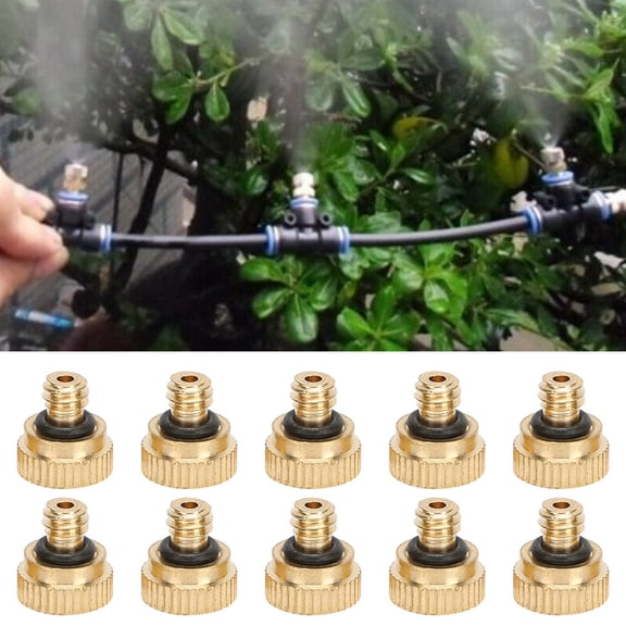 LAZIOEGR 10pcs Tap Water Low Pressure Atomizing Sprayer Nozzle Solid Brass Water Misting Sprinkle 0.5mm 0.02 inches Hole Diameter For Garden Irrigation System 0.37 Inches Length