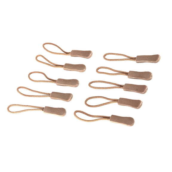 LAZIOEGR 10x Heavy Duty Zipper Pulls Slider Cord Rope Ends Lock Zip Clip Buckle, Premium Khaki Replacement Tethers for Backpacks, Camping Gear & Clothes (10 Inches / 25.4 cm)