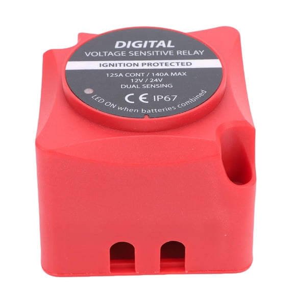 LAZIOEGR 12/24V 140 Amp Voltage Sensitive Relay Digital VSR Smart Dual Battery Isolator Auto Charging for RV ATV Boat Marine Red (3.15 inches / 8 cm)