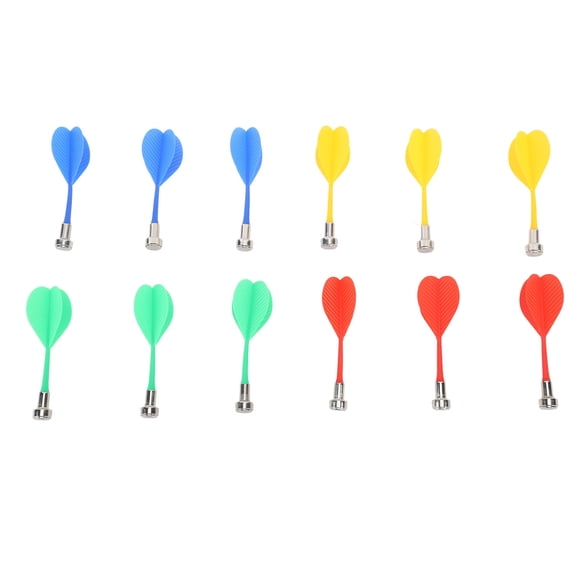 LAZIOEGR 12Piece Magnetic Plastic Darts Set Red, Green, Blue, Yellow Safe, Strong Magnet, Durable, Ideal for Kids & Adults