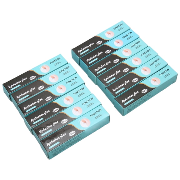 LAZIOEGR 12Pcs False Eyelash Glue Quick Drying Super Strong Waterproof Long Lasting Black Lash Adhesive Liquid Form 84g / 2.96oz Pack Eyelash Extension Accessories for Professional and Daily Home Use