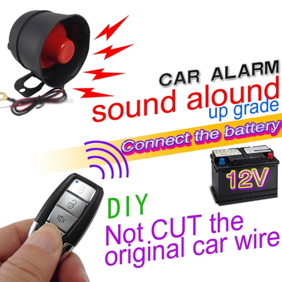 LAZIOEGR 12V Practical Anti-theft Vibrations Alarm System Universal Car Vehicle Burglar Device with 2 Remote Controls Adjustable Sensitivity