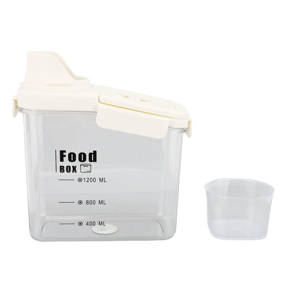 LAZIOEGR 1600 ml Cereal & Grain Storage Container with Pour Spout, Ergonomic Handle, Built‑in Scale, Airtight & Moisture‑Proof Design