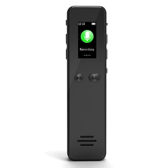 LAZIOEGR 16GB Digital Voice Recorder with 0.96 inch Color Screen, Portable Audio Recording Device for Lectures Meetings, Type-C Rechargeable MP3 Player Built-in Speaker, Black (4.06x0.98x0.47 in)