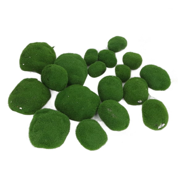 LAZIOEGR 18Pcs Artificial Moss Rocks Decorative Faux Moss Covered Stones for Aquarium Green (13 inches / 33 cm)