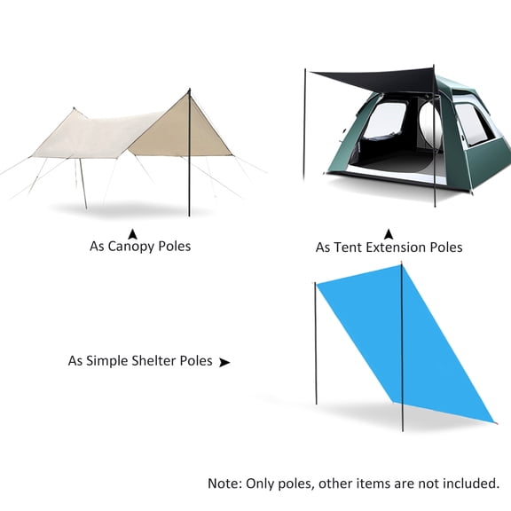 LAZIOEGR 2 PCS Heavy Duty Iron Tent Poles - Universal Canopy Support Rods and Awning Frame Accessories for Outdoor Camping and Backpacking, 78.7 inches / 200 cm Length