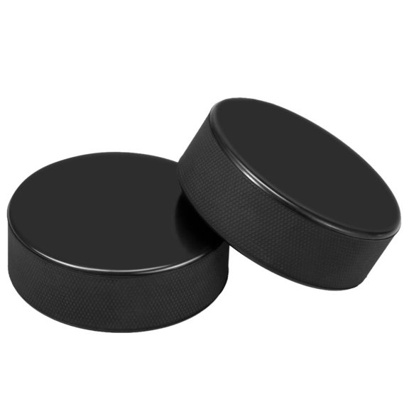 LAZIOEGR 2 Pack Ice Hockey Pucks 3 Diameter, 1 Thick, 163g Vulcanized Rubber, Flat & Hard for Consistent Shots & Passes