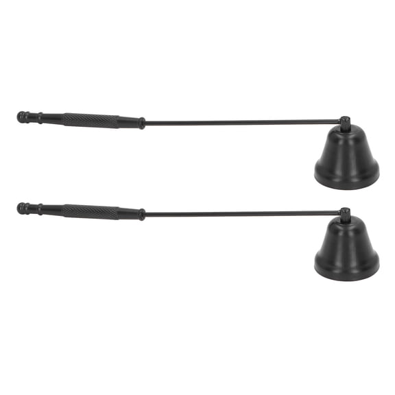 LAZIOEGR 2‑Pack Metal Candle Snuffer with Long Bell‑Shaped Handle – Black Flame Extinguishing Covers for Home, Restaurant & Hotel Use