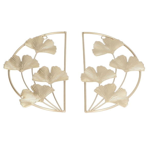 LAZIOEGR 2 Pcs Golden Ginkgo Leaf Decoration Modern Simple Nordic Style Metal Wall Sculpture Wrought Iron Art Piece for Living Room Bedroom Office (11.2 inches / 28.5 cm)