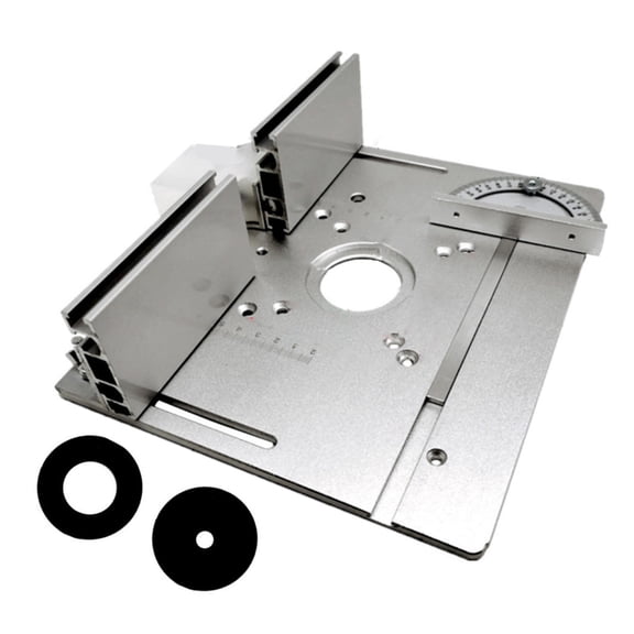 LAZIOEGR 2in1 Router Table Insert Plate  Dual 85x85mm/70x60mm Mounting, Aluminum Alloy, 180 Rotatable Ruler, Adjustable Fence, Smooth Surface, CNCMachined Scale