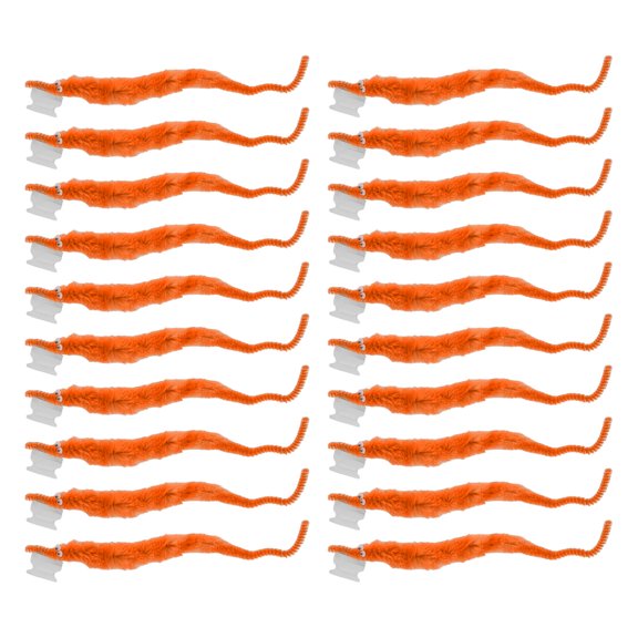 LAZIOEGR 20 Pcs Furry Worm Soft Touch Plush Cute DIY Compact Portable Fuzzy Worms for Party Magic Trick Toy, Orange (8.7 inches / 22 cm)