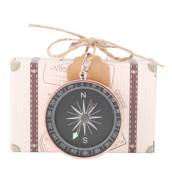 LAZIOEGR 20 Pcs Wedding Party Favors Souvenir Set Rose Golden Candy Gift Boxes with Compass Kraft Tags Hemp Rope Decorations, 3.1 x 1.2 x 2 inches / 8 x 3 x 5 cm