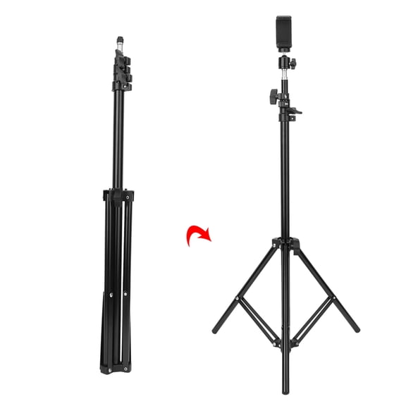 LAZIOEGR 200cm Extendable Camera Tripod, 360 Degree Rotation Phone Tripod Stand with Adjustable Holder for DSLR Cameras & Smartphones (78.7" / 200 cm)