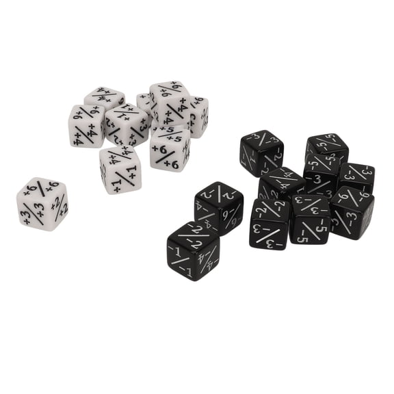 LAZIOEGR 20Pcs Math Teaching Dice Set, Positive and Negative Token Counters (0.6 inches / 15.3 mm) for Board Games and Classroom Education