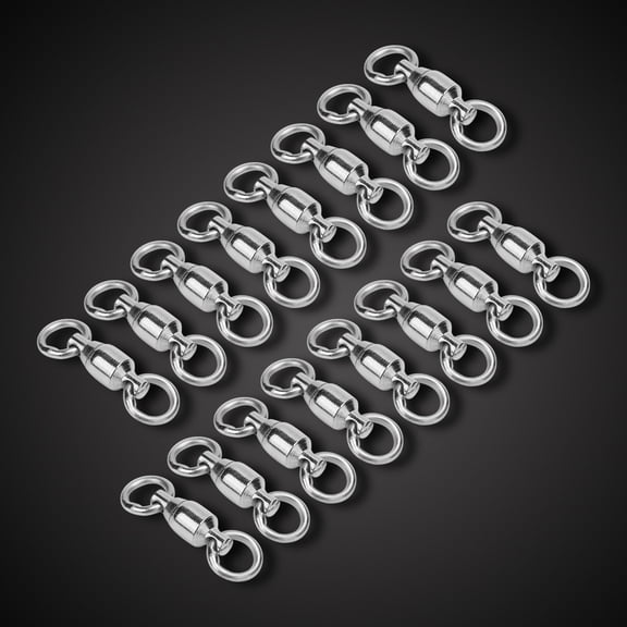LAZIOEGR 20pcs Bearing Fishing Rolling Swivel Solid Rings Connectors Lure Tackle Accessories Size 1 Stainless Steel (0.57 in / 14.52 mm)