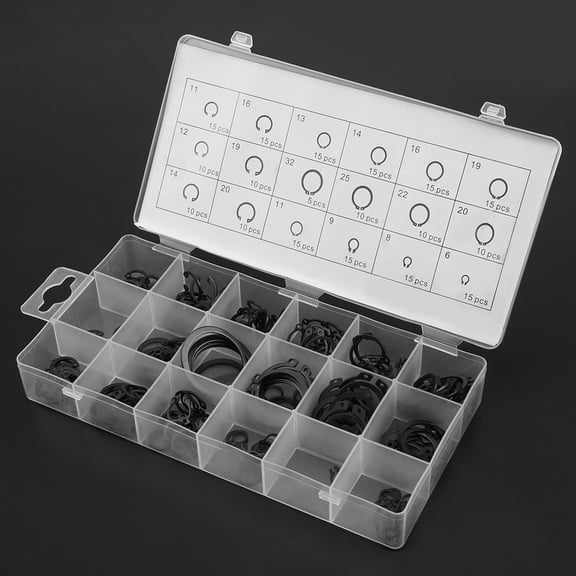 LAZIOEGR 225-Piece Internal and External Snap Retaining Ring Circlip Assortment Box Set, 18 Sizes, Metal