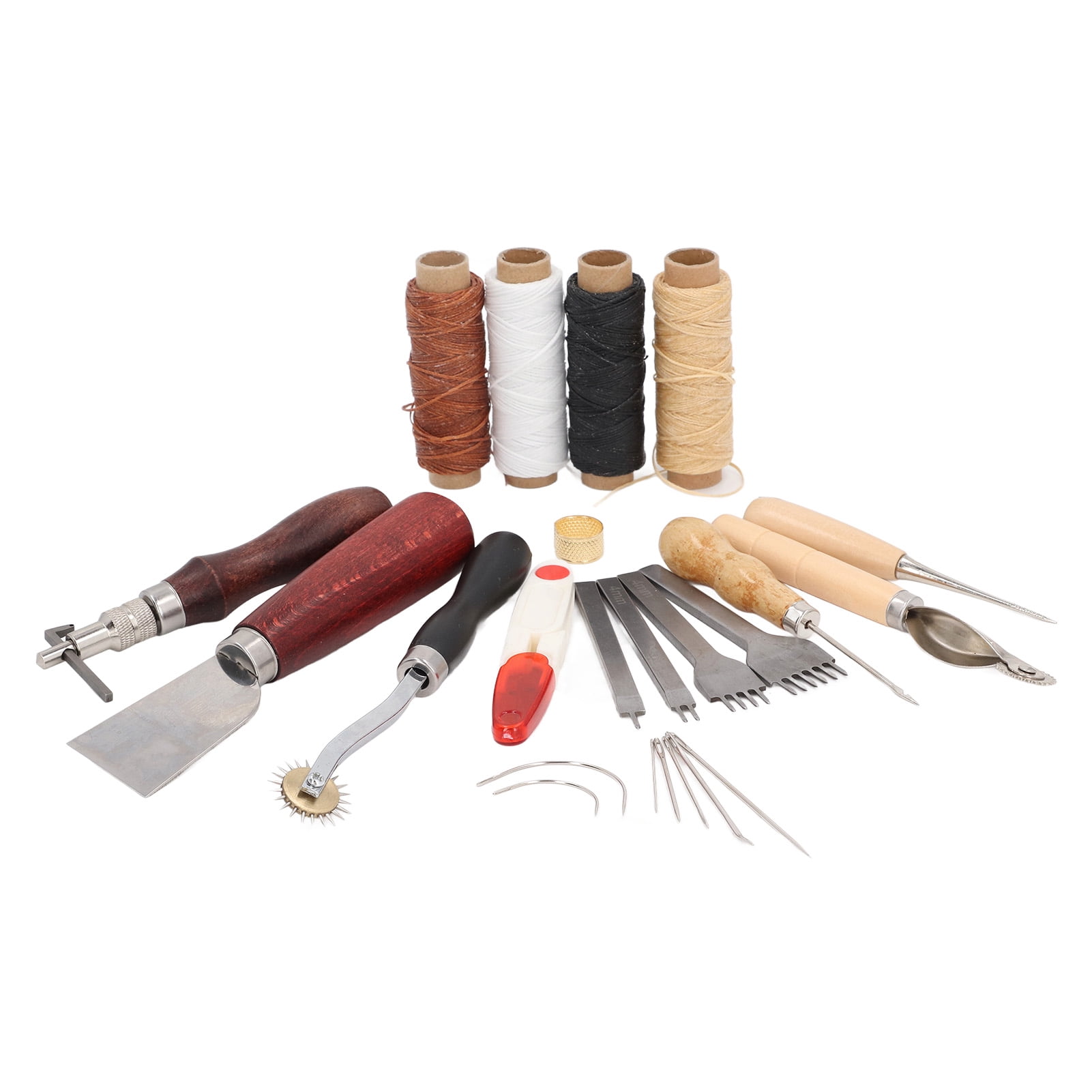 LAZIOEGR 23-Piece Leather Crafting Tools Hand Made Leather Bags DIY Repair Kits for Stitching Punching Sewing (8.27 inches / 21 cm)