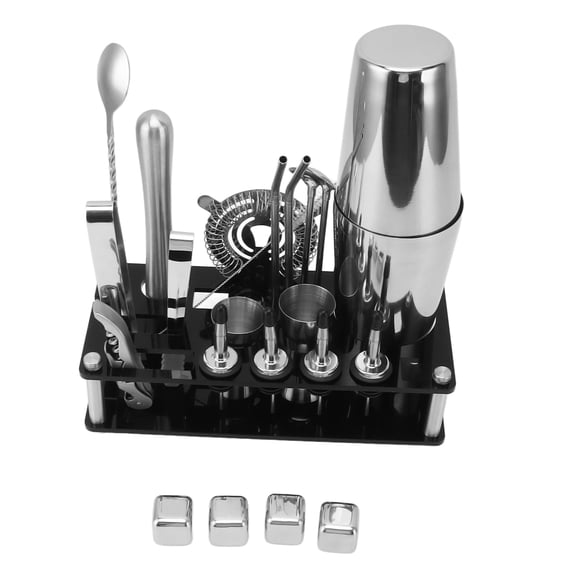 LAZIOEGR 23-Piece Stainless Steel Cocktail Shaker Set Professional Bartender Kit Barware with Stand