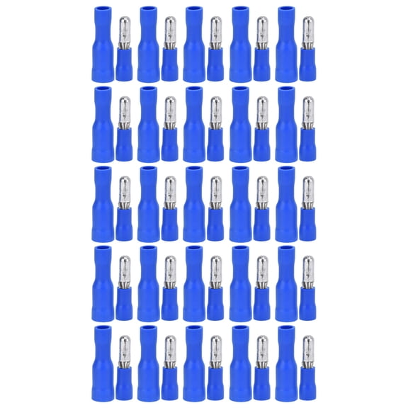 LAZIOEGR 25 Pairs Insulated Wire Terminal Set, Male Female Quick Crimp Electrical Butt Connector Kit for 16-14 AWG, Copper PVC Splicing Terminals, Blue Color Sizing, 50 Count Assortment