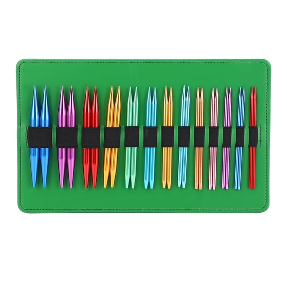 LAZIOEGR 26-Piece Interchangeable Circular Knitting Needles Set, 10cm / 3.9 inches Aluminum Needles, Sizes 3.0mm-10.0mm, Complete Kit with PU Storage Bag and Flexible Cables for Sweaters and Hats