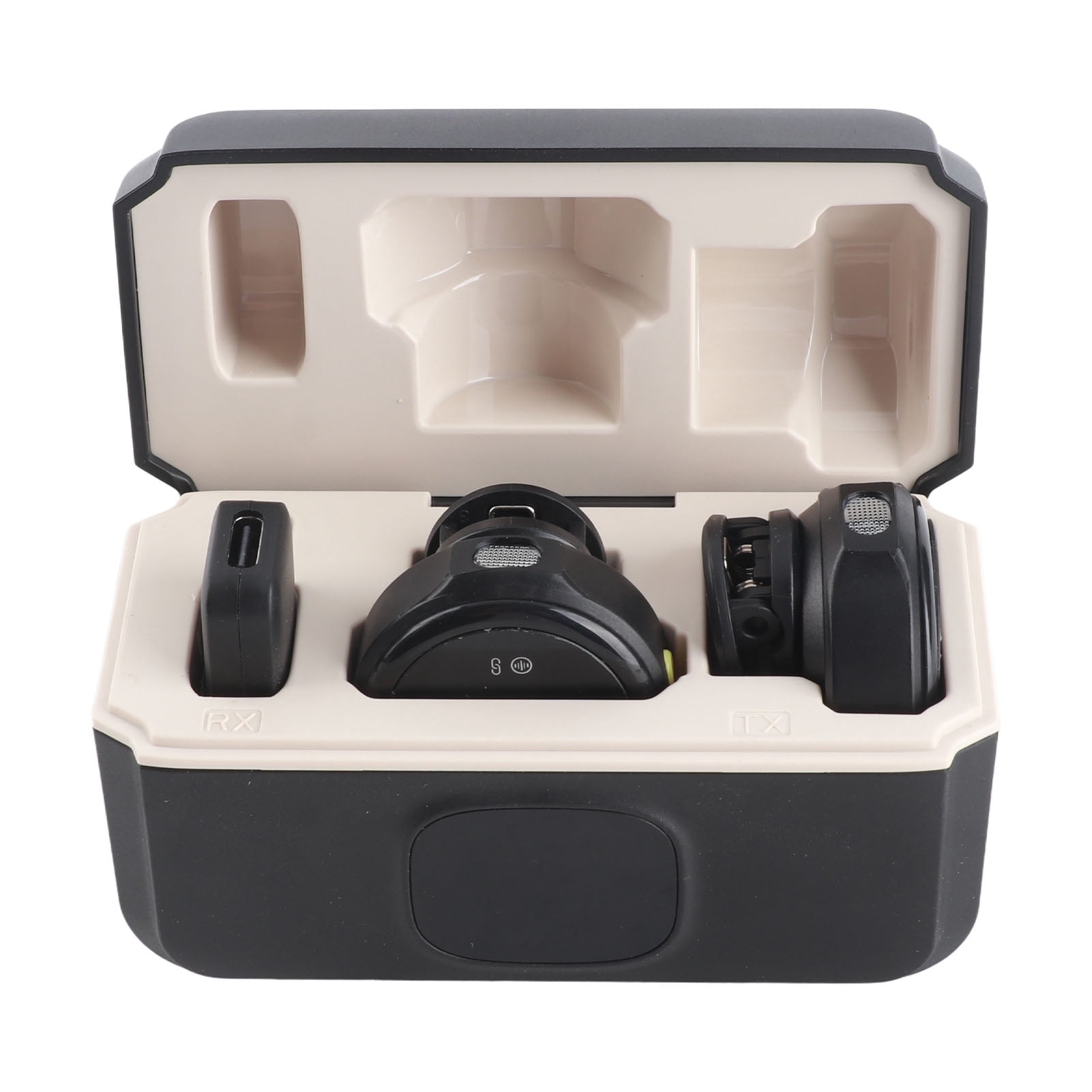LAZIOEGR 2PCS Wireless Lavalier Microphone Magnetic 2.4GHz Noise Canceling Type C Clip On Lapel Mic with Charging Case (4.33 inches / 11 cm)