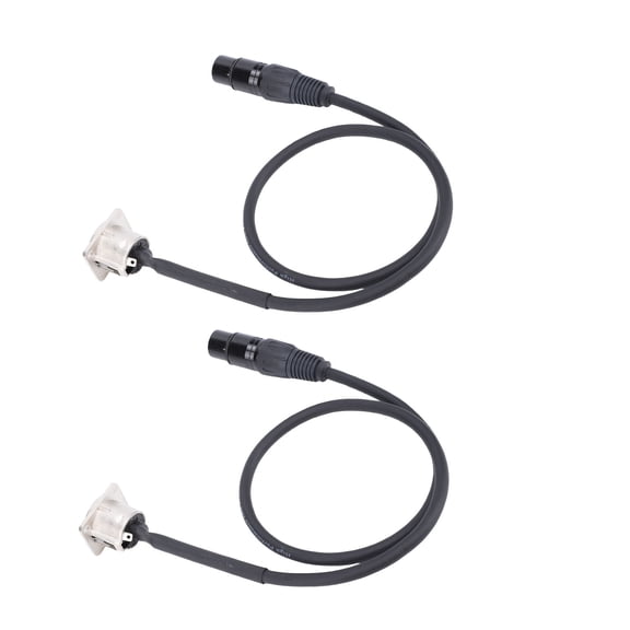 LAZIOEGR 2PCS XLR Pass Through Cables Male Panel Mount to Female Connector 3 Pin D Type Cable for Stage Patch Floor Box 2FT Black