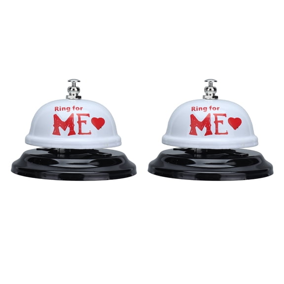 LAZIOEGR 2Pcs White Counter Desk Call Bell For Customer Service & Restaurant Meal Notifications, Metal Service Bells 3.5 inches / 9.0 cm