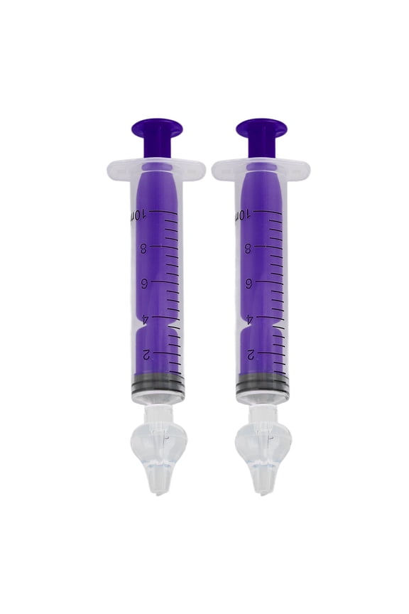 2pcs Syringe Baby Nasal Irrigator 10ml Silicone Reusable Washable Infant Nasal Rinsing Device Clean Nose Cleaner for Newborns and Toddlers Purple, 7.09 in / 18.00 cm Length