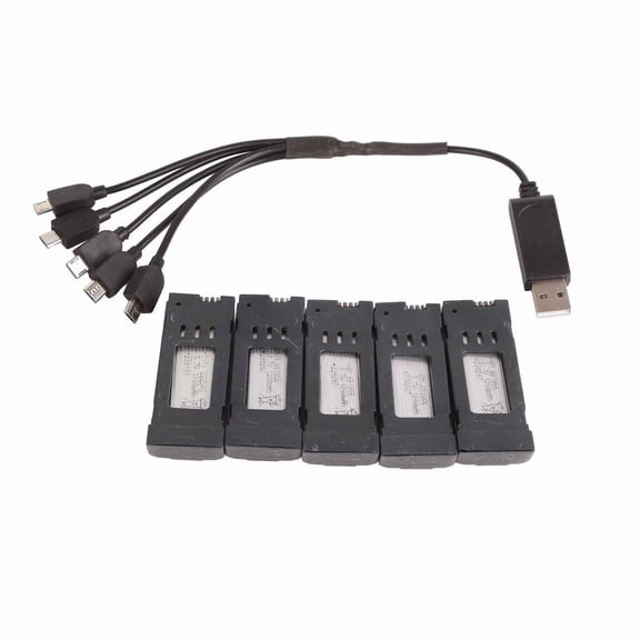 LAZIOEGR 3.7V 1200mAH Lithium Battery Portable Drone Battery with 5 in 1 Charger Cable for E58 JY019 RC Quadcopter Spare Part