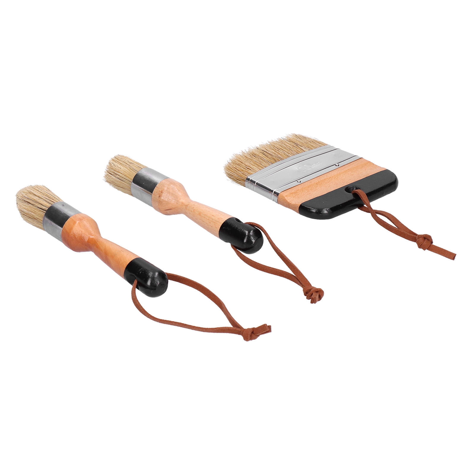 LAZIOEGR 3‑Pack Premium Faux‑Bristle Paint & Wax Brushes with Wooden Handles – Ideal for Wood Furniture, Home Décor, Acrylics & Varnishes