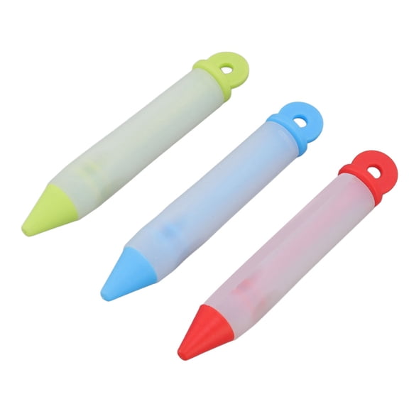 LAZIOEGR 3-Piece Cake Decorating Pen Tool Kit Food Grade Silicone Detachable DIY Cake Icing Pen with 12 Patterns for Food Writing (5.9 inches / 15 cm)