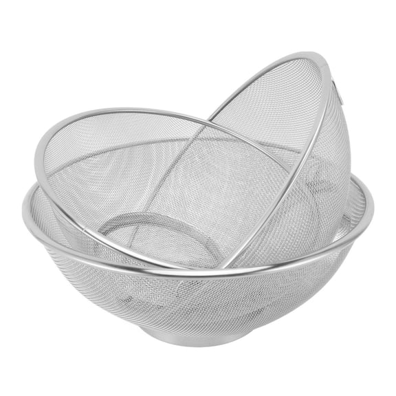 LAZIOEGR 3 Piece Stainless Steel Mesh Colander Set, Strainer Net Baskets with 8.7 in / 22 cm, 9.4 in / 24 cm, 10.2 in / 26 cm Diameter for Straining, Draining, and Rinsing Rice, Pasta, Vegetables.