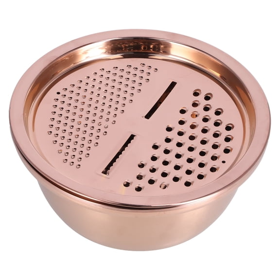 LAZIOEGR 3-in-1 Multipurpose Stainless Steel Water Basin and Drain Basket Set, Rose Gold Vegetable Cutter and Grater Colander for Home Kitchen, 11.2 inches