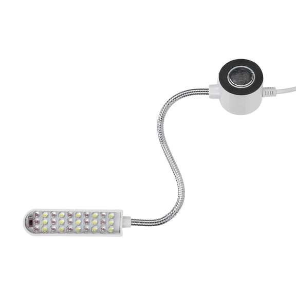 LAZIOEGR 30 LED Sewing Machine Light, Portable Working Gooseneck Lamp with Magnetic Base, AC 110-240V Flexible Work Lighting for Workbench Lathe, White and Purple Dual Color Illumination