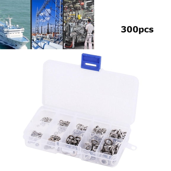 LAZIOEGR 300-Piece M2-M6 Stainless Steel Flat and Spring Hardware Washers Assortment Set