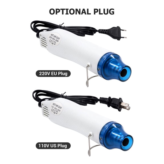 LAZIOEGR 300W Hot Air Machine Portable Heat Gun Heating Tool for Crafts Shrink PVC Soft Clay Relief Powder, 110-240V EU Plug, Cord Length 38.58 inches / 98 cm, Temperature 180-200C