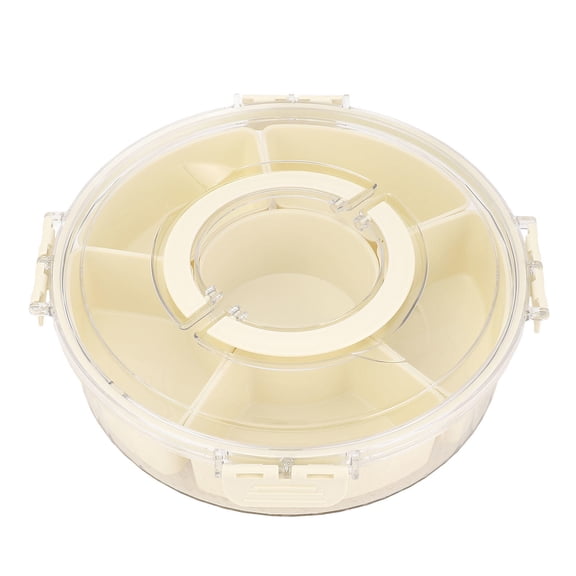 LAZIOEGR 360° Rotating 6‑Compartment Snack Tray with Sealable Lid – Portable, Odor‑Proof, Ideal for Road Trips, Picnics & Movie Nights