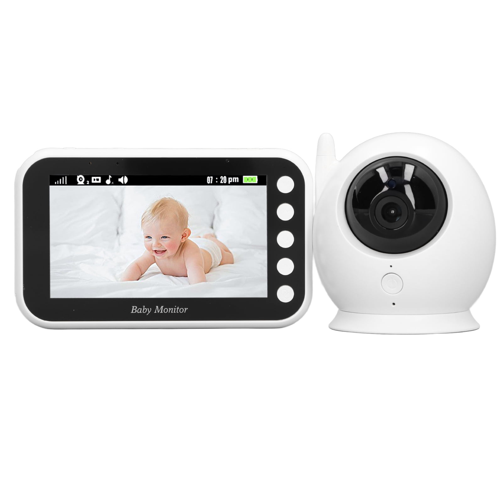 LAZIOEGR 4.3 inches / 10.9 cm Video Baby Monitor 360 Degree Rotation 8 Lullabies Night Vision Two Way Talk System US Plug