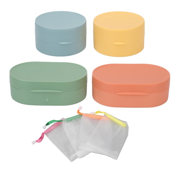 LAZIOEGR 4Pack Portable Soap Boxes with Foam Nets Durable Plastic, DryKeeping Design, EasyOpen, Safe Edges