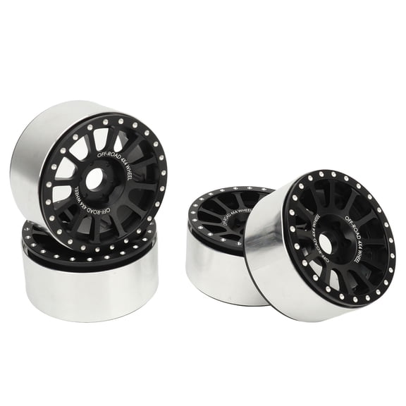 LAZIOEGR 4 Pcs 2.6 inches / 66 mm Beadlock Wheels Rims Aluminum Alloy Remote Control Car Wheels Rims for 1/10 RC Crawler Black Replacement Parts[cite: 1]