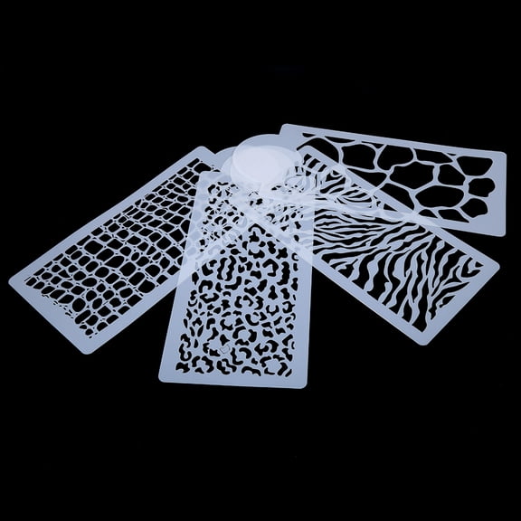 LAZIOEGR 4-Piece Animal Print Cake Stencils Set for Fondant & Baking, Reusable DIY Translucent PVC Edge Decorating Molds for Wedding & Birthday Desserts (10.4 in / 26.5 cm)