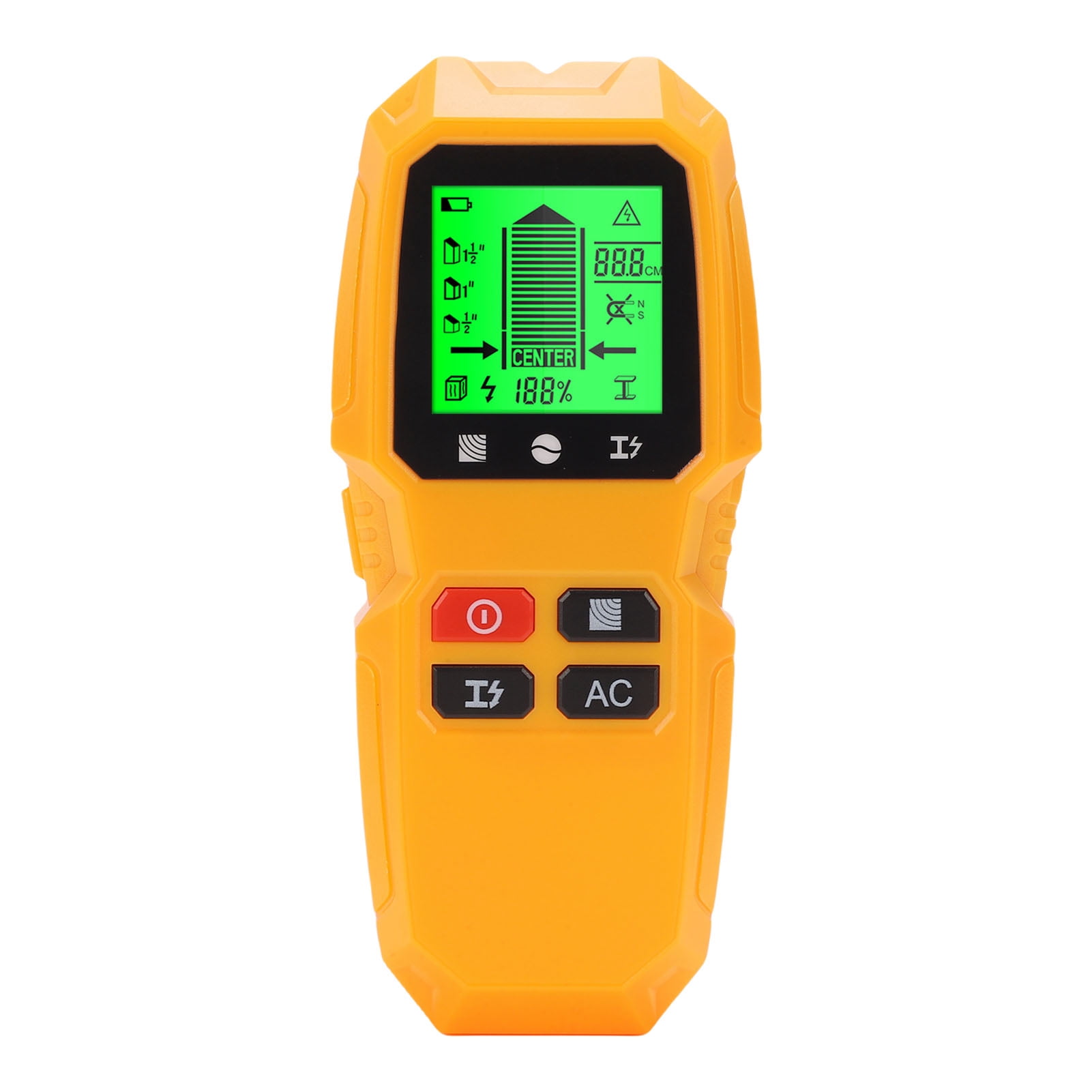 LAZIOEGR 5 in 1 Multifunction Electronic Stud Finder Wall Scanner Wood Metal AC Wire Detector Electrician Heavy Duty Sensor Tool with LCD Display Yellow