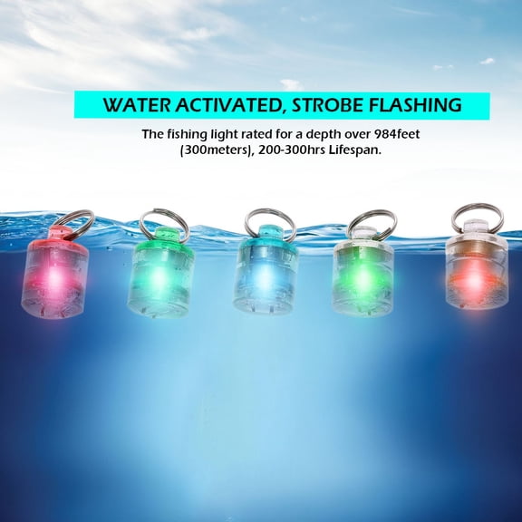 LAZIOEGR 5 Pcs LED Fishing Lamp Deep Drop Underwater Round Shape Squid Strobe Flashing Bait Lures For Fresh Saltwater Night Angling, 0.6 Inches / 1.7 cm, Multi-Color Water Activated Tackle Gear