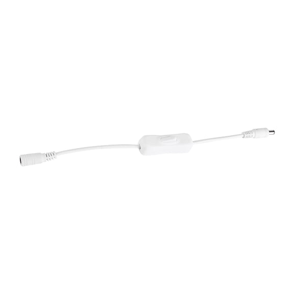LAZIOEGR 5-Piece LED Strip Light Wire Switch Cable with DC 12V 5.5x2.1mm Female and Male Power Connector Plug, Premium Extension Lighting Cord for Table Lamps, White (9.84 inches / 25 cm)